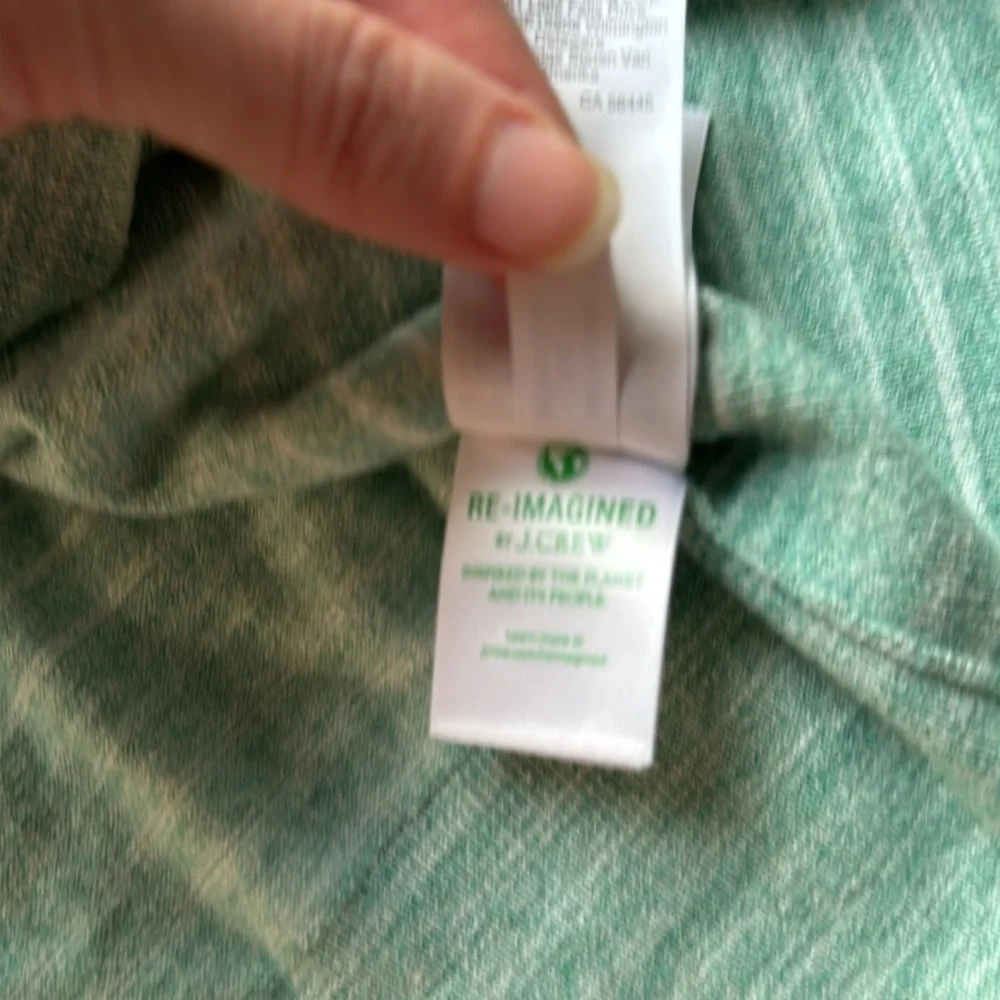 J. CREW Sea Green Space Dyed Wide V-Neck Henley Sweater BG646 Size X-Large